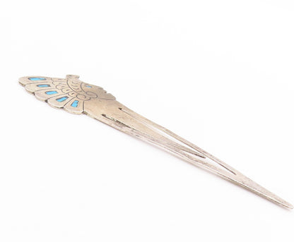 925 Sterling Silver Vintage Book Mark TAXCO Turquoise Inlay Headdress  TR3949
