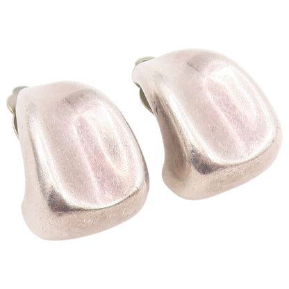 925 Sterling Silver Vintage Earrings Modernist Solid Sculptural Clip On  EG14465