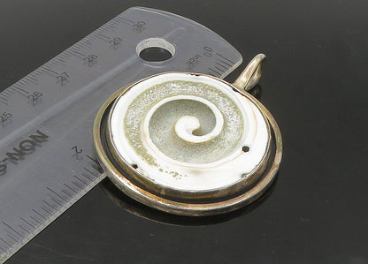 DESIGNER 925 Sterling Silver  Vintage Enamel Spiral Round Pendant  PT18364