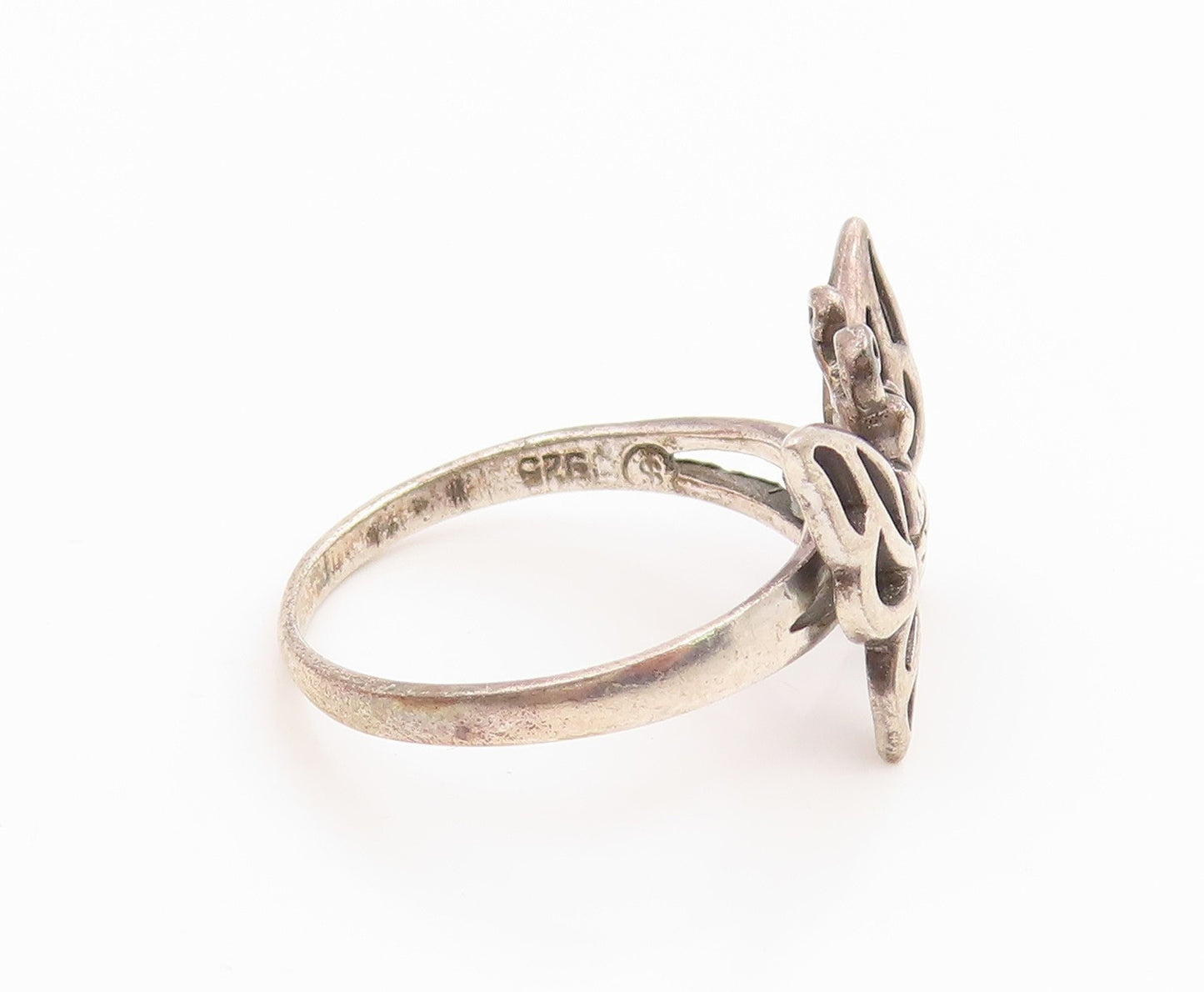 925 Sterling Silver Vintage Ring Elegant Openwork Butterfly Band  Sz 7  RG35593