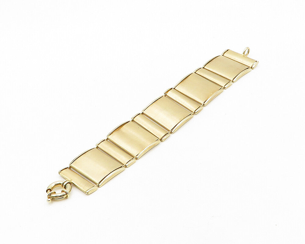 925 Sterling Silver  Shiny Gold Platted Matte Square Chain Bracelet  BT7670