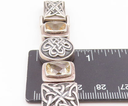 925 Sterling Silver Vintage Bracelet DEBORAH ARMSTRONG Citrine Chain  BT11935