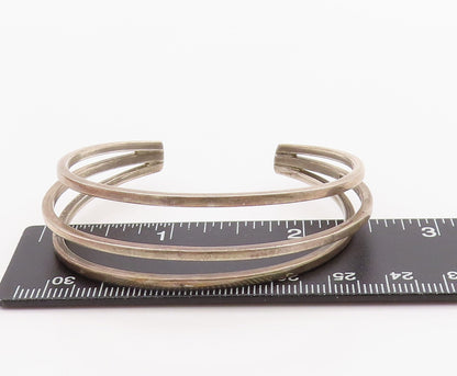 925 Sterling Silver Vintage Bracelet MEXICO Minimalist Triple Layered  BT11361