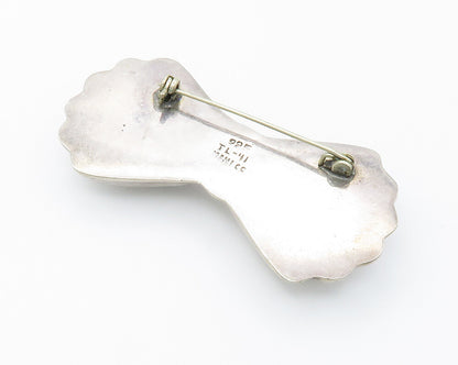 MEXICO 925 Sterling Silver  Vintage Shiny Bow Tie Hollow Brooch Pin  BP5550