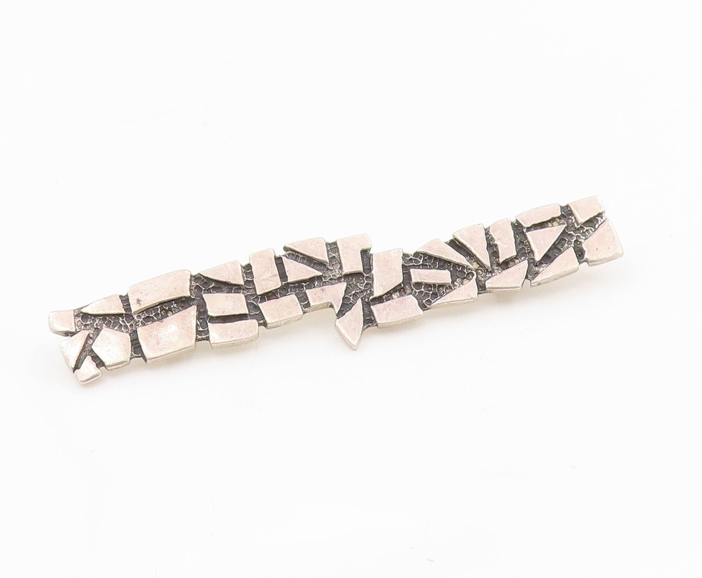 925 Sterling Silver Vintage Brooch Brutalist Cracked Pavement Design  BP12117