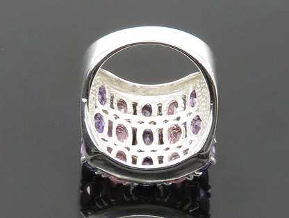 925 Sterling Silver  Vintage Pink Topaz & Amethyst Cocktail Ring Sz 7  RG24070