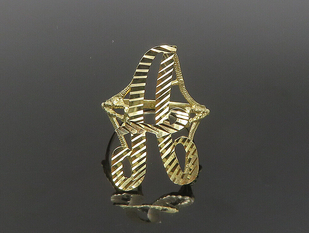 10K GOLD  Vintage Linear Textured Initial A Cutout Ring Sz 10  GR346