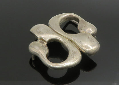 925 Sterling Silver  Vintage Shiny Heavy Modernist Belt Buckle  TR3178
