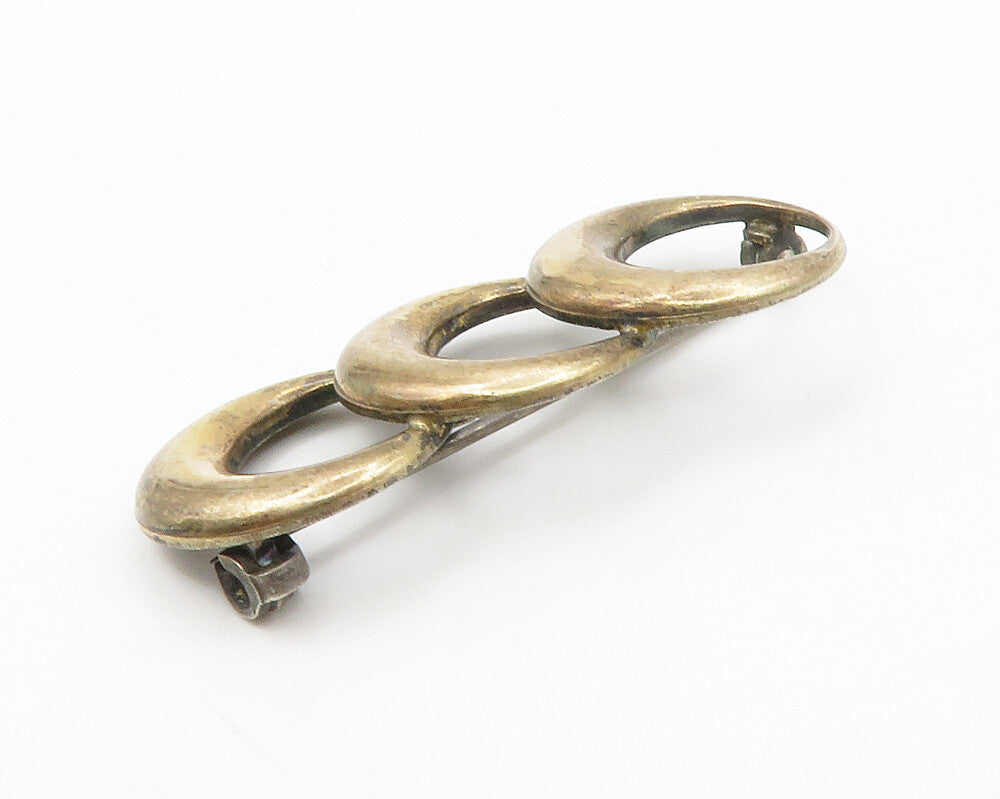 SYMMETALIC 925 Silver & 14K GOLD  Vintage Open Circles Brooch Pin  BP5288