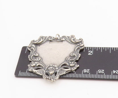925 Sterling Silver Vintage Pendant Classic Victorian Floral Luggage Tag PT25245