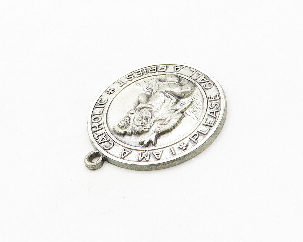 CREED 925 Sterling Silver  Vintage St. Christopher Prayer Pendant  PT15623