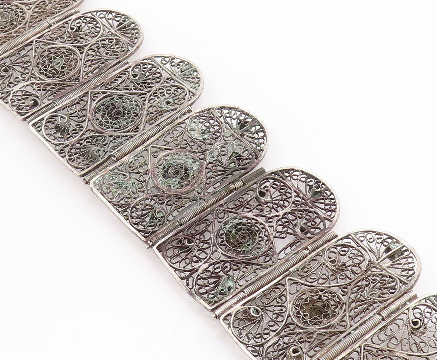 925 Sterling Silver Vintage Bracelet Antique Floral Filigree Work  BT11331