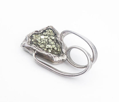 925 Sterling Silver Vintage Gemstone Sculpted Design LARGE Pendant  PT6206
