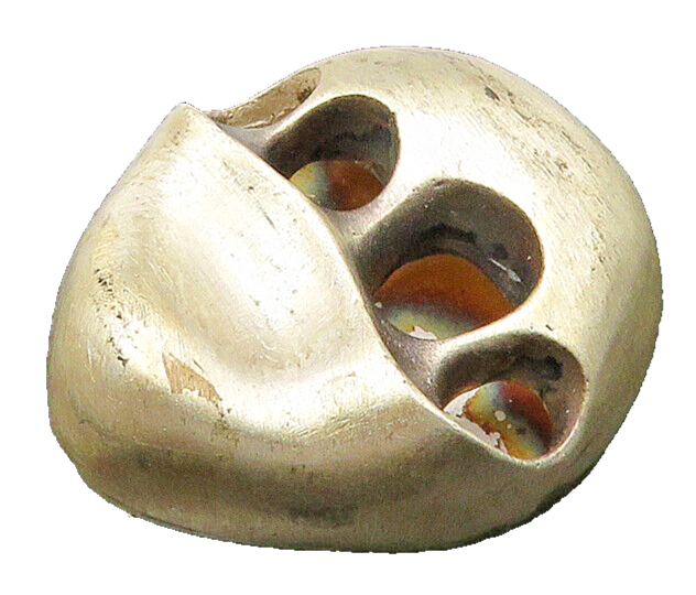 925 Sterling Silver Vintage Modernist Sculpted Matte Brooch Pin BP8859