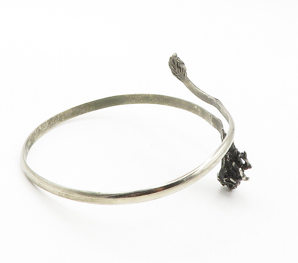 925 Sterling Silver  Vintage Modernist Dragon Bypass Cuff Bracelet  BT5893
