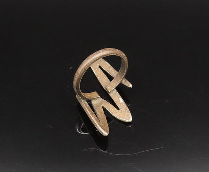 MEXICO 925 Silver  Vintage Modernist Zig Zag Full Finger Ring Sz 9.5  RG26006