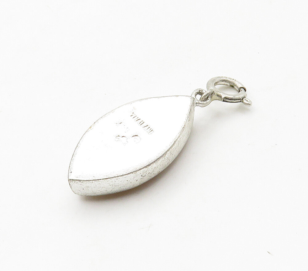 925 Sterling Silver  Vintage Petite Floral Art Pointed Oval Pendant  PT12393