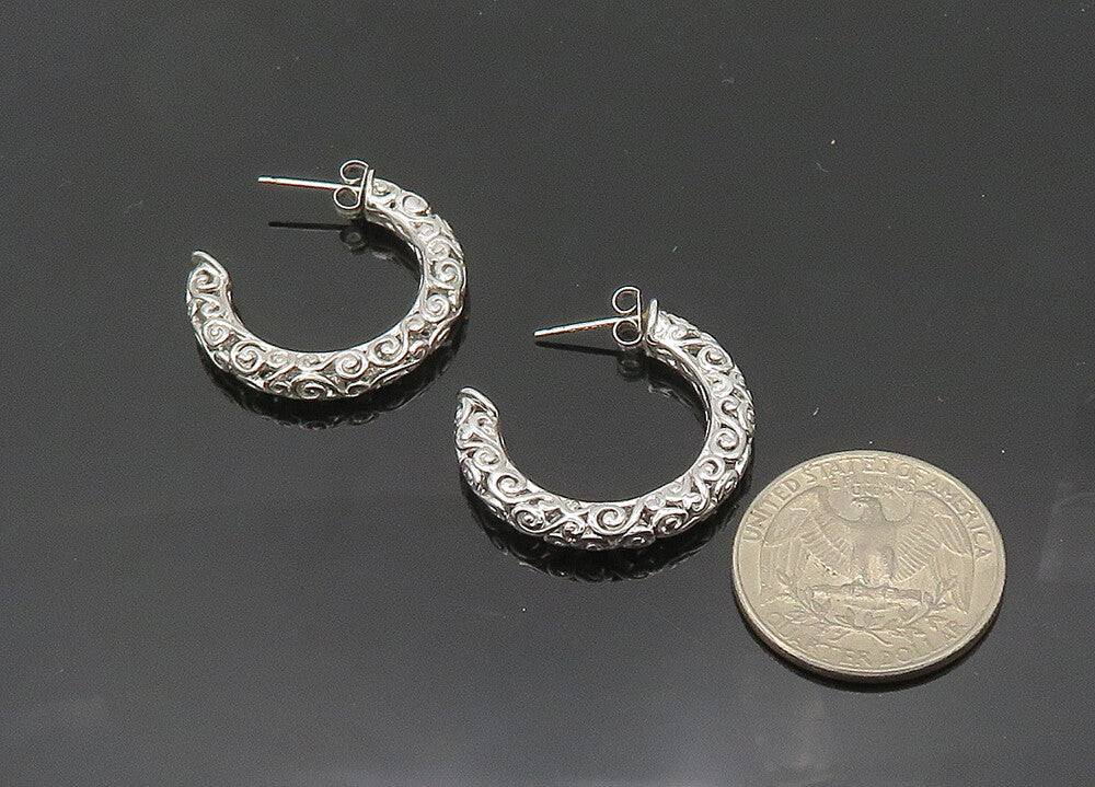 ROSS SIMON 925 Sterling Silver  Vintage Shiny Swirl JHoop Earrings  EG10182