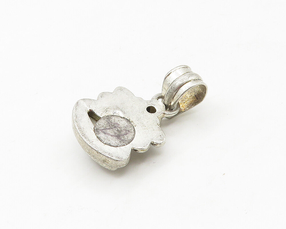 925 Sterling Silver Vintage Marquise Cut Moonstone & Topaz Pendant PT13794