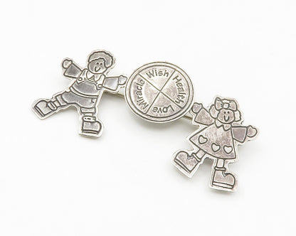 MEXICO 925 Sterling Silver Vintage Inspirational Children Brooch Pin BP5400