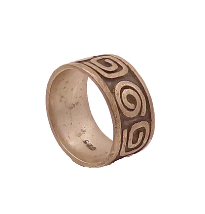925 Sterling Silver  Vintage Spiral Key Maze Carved Band Ring Sz 5.5  RG26707