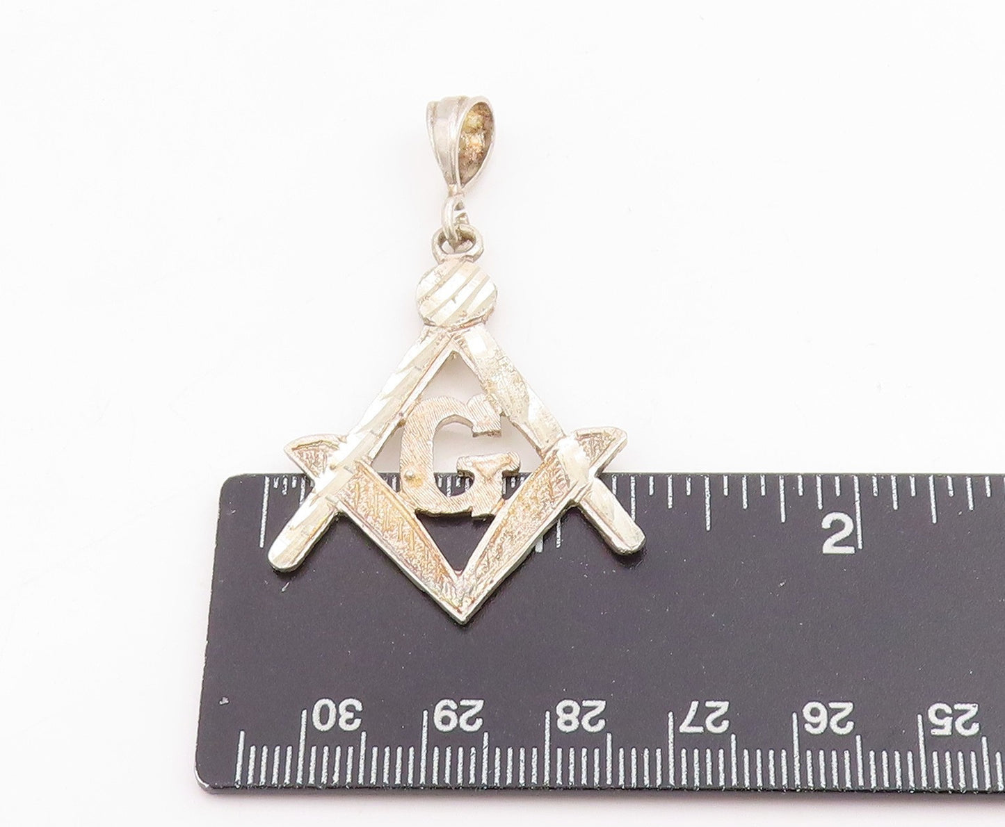 925 Sterling Silver Vintage Pendant FREEMASON Masonic G Square Symbol  PT25152