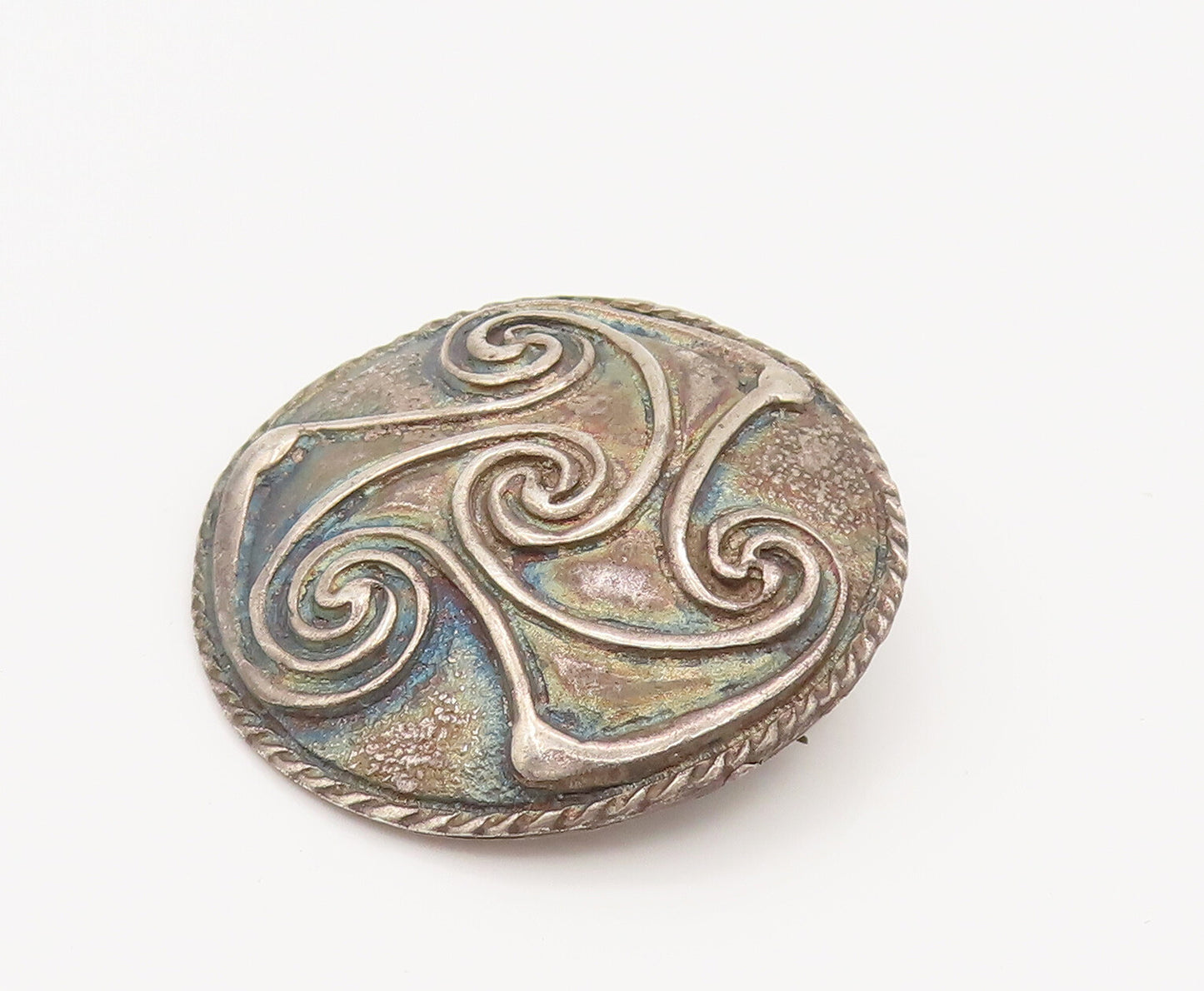 FRENCH QUARTER FESTIVAL 925 Silver  Vintage Carved Spirals Brooch Pin  BP10172