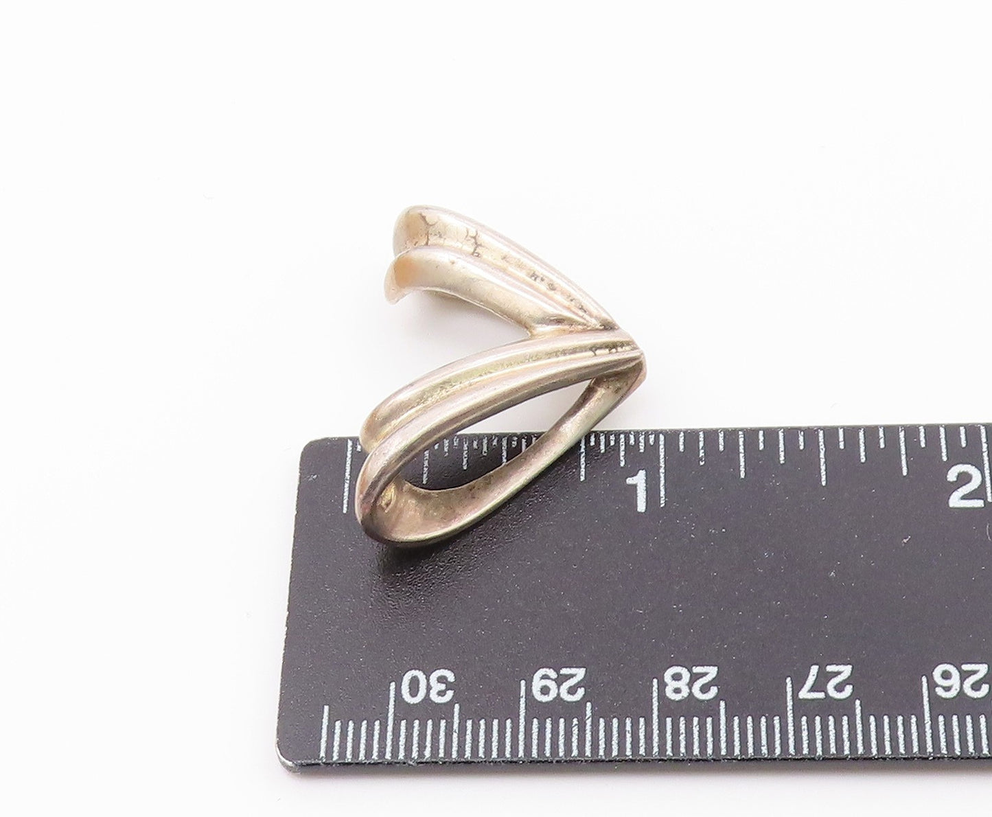 925 Sterling Silver  Vintage Designer Carved Swirled Heart Pendant  PT22386