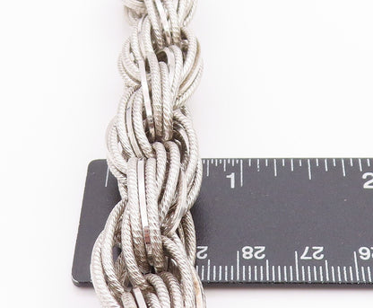 925 Sterling Silver Vintage Bracelet PIANEGONDA Roped Oval Rings Linked  BT11286
