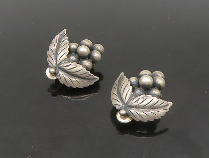 925 Sterling Silver  Vintage Grape Bunch Motif Non Pierce Earrings  EG11443