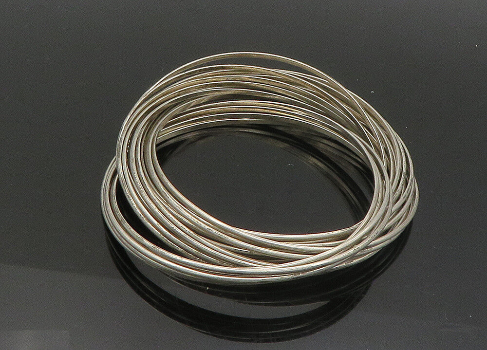 925 Sterling Silver Vintage Shiny Minimalist Multi Bangle Bracelet BT9028
