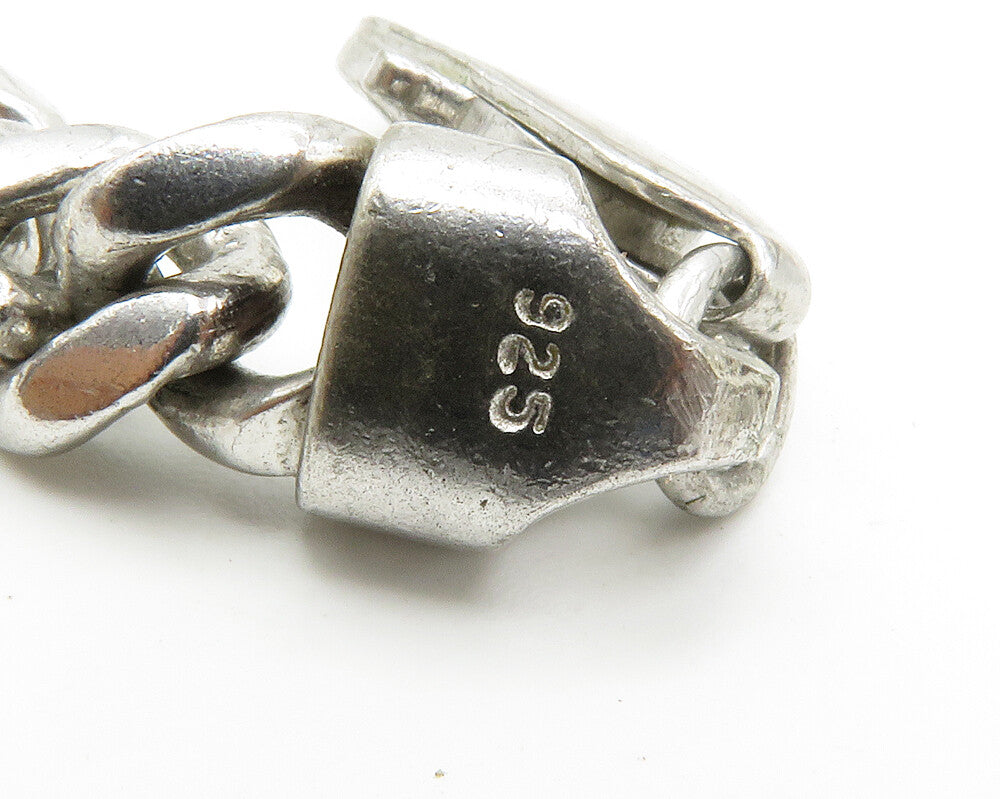 RAGE 925 Sterling Silver Vintage Curved Pendant Curb Chain Necklace NE2360