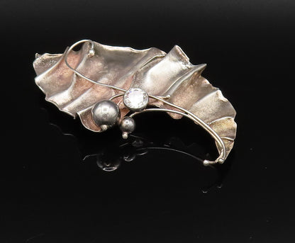 AVI SOFFER ISRAEL 925 Silver  Vintage Large Cubic Zirconia Brooch Pin  BP10030