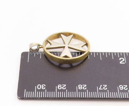 925 Sterling Silver Vintage Pendant Gold Plated Holy Maltese Cross Medal PT26070
