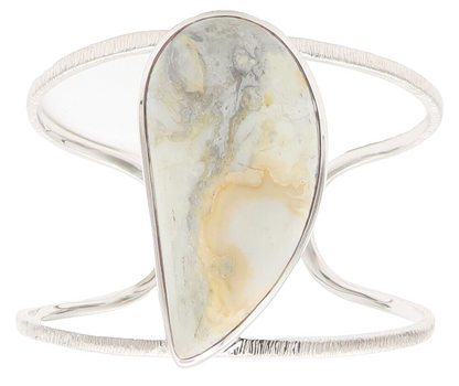 925 Sterling Silver  Vintage Drop Cut Marble Split Band Cuff Bracelet  BT10084