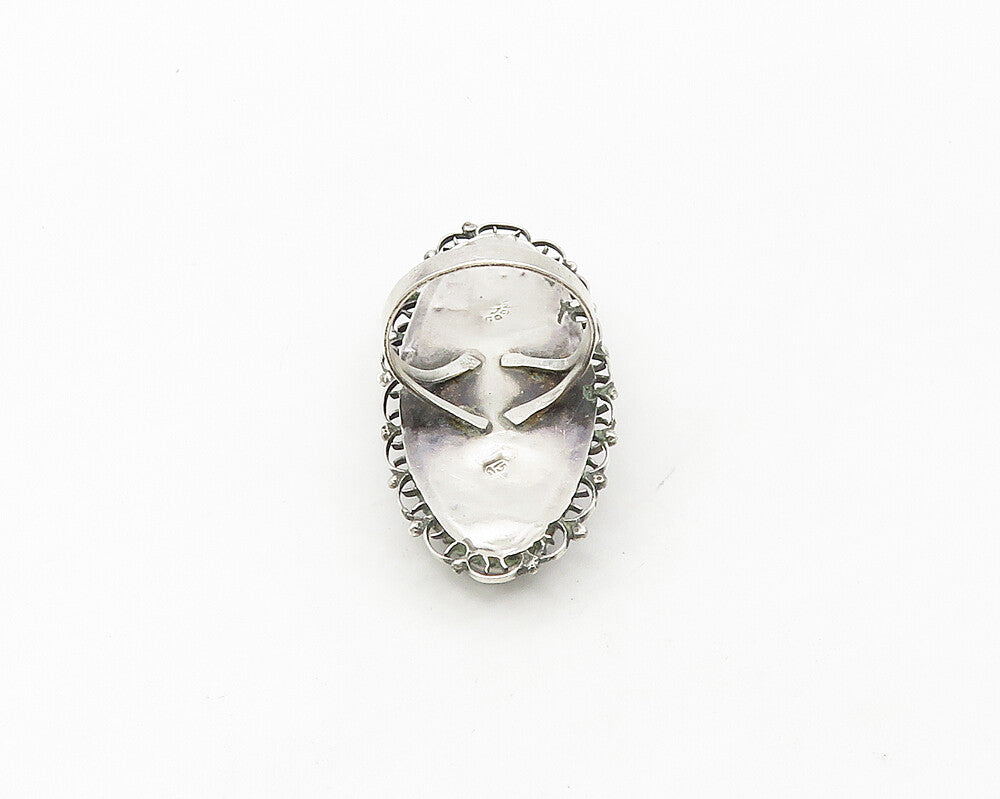 MEXICO 925 Sterling Silver Vintage Black Onyx Oblong Cocktail Ring Sz 8  RG17500