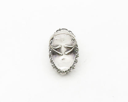 MEXICO 925 Sterling Silver Vintage Black Onyx Oblong Cocktail Ring Sz 8  RG17500