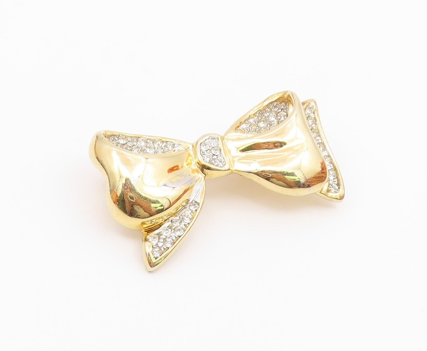 LE MONDE DES BIJOUX 925 Silver  Vintage Cubic Zirconia Bow Brooch Pin  BP8638
