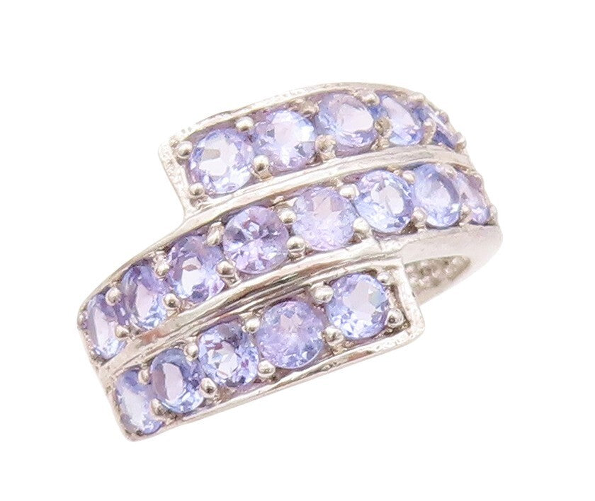925 Sterling Silver Vintage Ring Designer Round Tanzanite Bands  Sz 7  RG30455