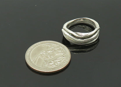 925 Sterling Silver  Vintage Shiny Modernist Sculpted Band Ring Sz 5  RG21429