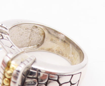 925 Sterling Silver Vintage Ring Two Tone Faceted White Topaz Band Sz 7 RG34327
