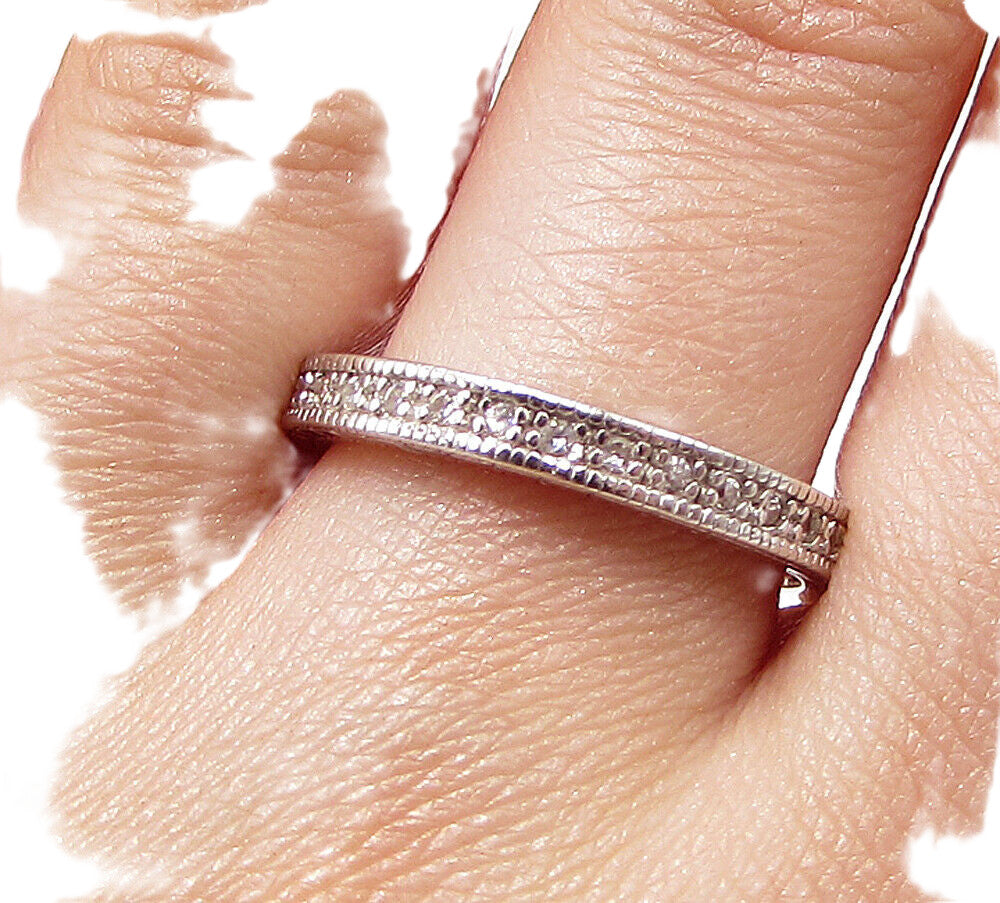 925 Sterling Silver  White Cubic Zirconia Band Ring Sz 9  RG2954