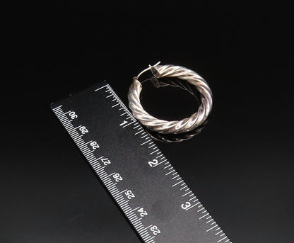 925 Sterling Silver  Vintage Fancy Polished Twisted Hoop Earrings  EG12048