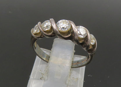 925 Silver  Vintage Cubic Zirconia 5 Stone Petite Band Ring Sz 5  RG22211