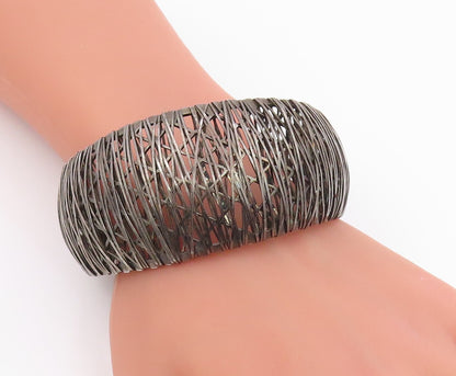 925 Sterling Silver Vintage Bracelet MILOR Intertwined Tangle Mesh Cuff  BT11953