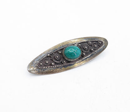 ISRAEL 925 Sterling Silver Vintage Eilat Stone Floral Twist Brooch Pin BP1237
