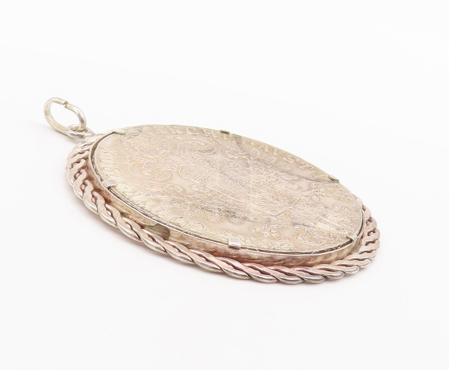 925 Sterling Silver Vintage Pendant Carved Austria Maria Theresa Thaler PT22713