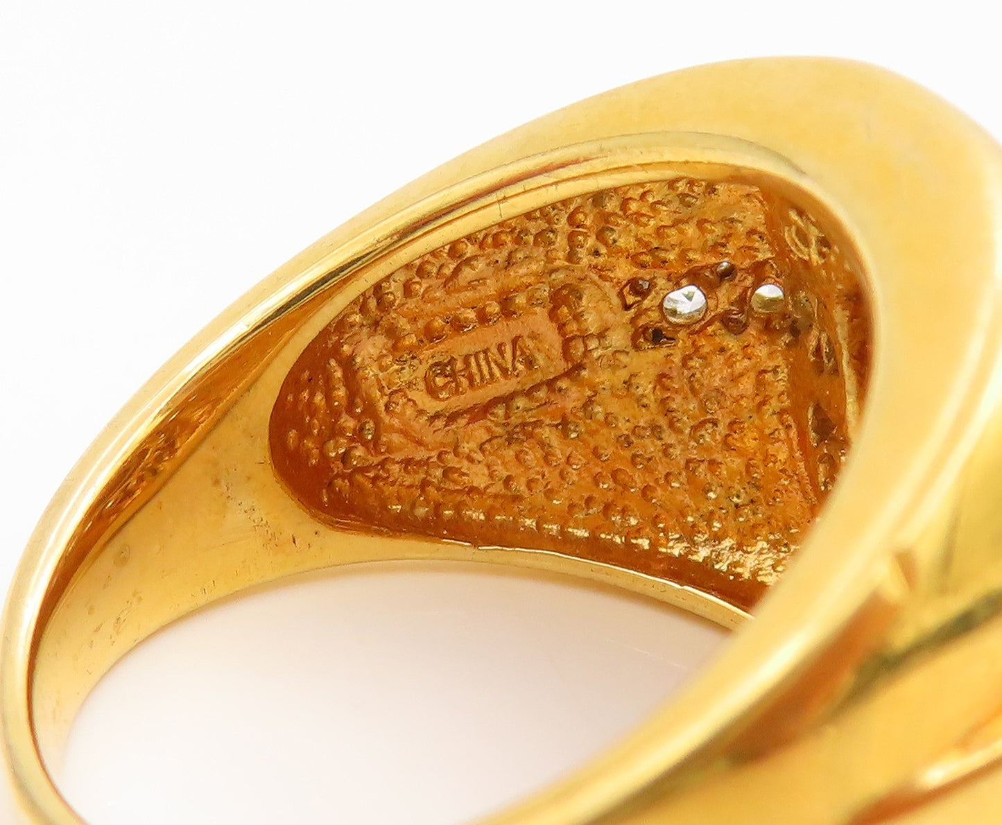 925 Sterling Silver Vintage Ring Gold Plated Tiger's Eye & CZ Band Sz 10 RG36127