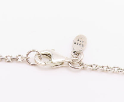 925 Sterling Silver Vintage Necklace PANDORA Pearl & Dark Tone Flower  NE4493