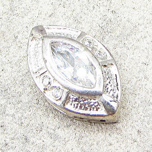 925 Sterling Silver  White Cubic Zirconia Eye Design Slider Pendant  PT1519
